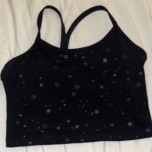 Black Star Print Crop Top